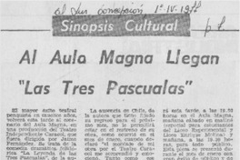 Al Aula Magna llegan "Las tres pascualas".