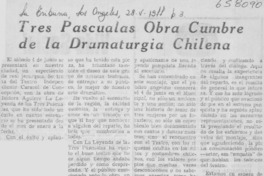 Tres Pascualas, obra cumbre de la dramaturgia chilena.