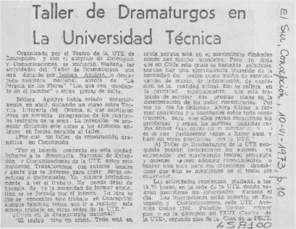 Taller de dramaturgos en la Universidad Técnica.