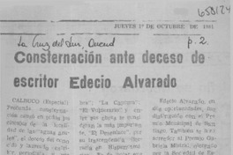 Consternación ante deceso de escritor Edesio Alvarado.  [artículo]