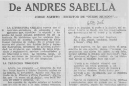 Jorge Agurto, escritor de "otros mundos"  [artículo] Andrés Sabella.