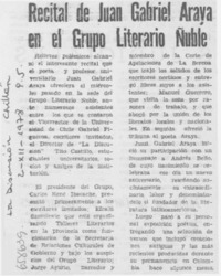 Recital de Juan Gabriel Araya en el Grupo Literario Ñuble.