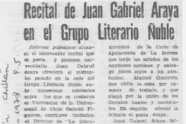 Recital de Juan Gabriel Araya en el Grupo Literario Ñuble.