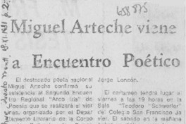 Miguel Arteche viene a encuentro poético.