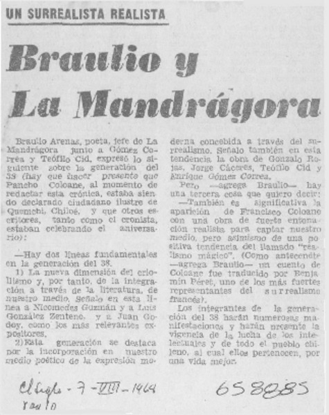 Braulio y La Mandrágora.