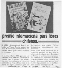 Premio internacional para libros chilenos.  [artículo]