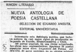 Nueva antología de poesía castellana  [artículo] Amparo Pozo.