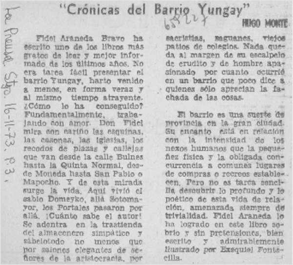 "Crónicas del barrio Yungay"