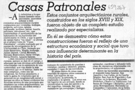 Casas Patronales  [artículo] María Soledad Dalbosco.