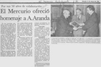 El Mercurio ofreció homenaje a A. Aranda.
