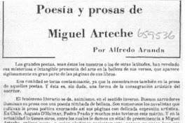 Poesía y prosas de Miguel Arteche  [artículo] Alfredo Aranda.