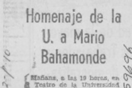 Homenaje de la U. a Mario Bahamonde.