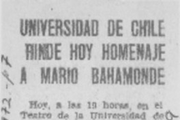 Universidad de Chile rinde hoy homenaje a Mario Bahamonde.