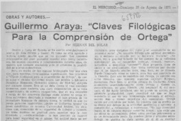 Guillermo Araya : "Claves filológicas para la comprensión de Ortega"