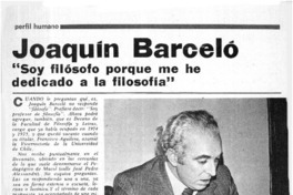Joaquín Barceló, soy filósofo porque me he dedicado a la filosofía