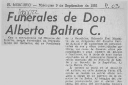 Funerales de Don Alberto Baltra C.  [artículo]