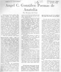 Angel C. González: poemas Anatolia
