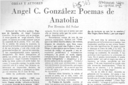 Angel C. González: poemas Anatolia