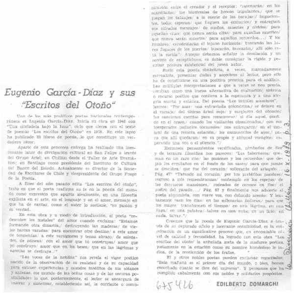 Eugenio García-Díaz y sus "Escritos de otoño"