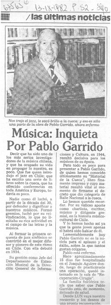 Música: Inquieta por Pablo Garrido.