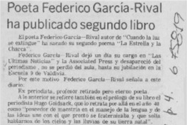 Poeta Federico García Rival ha publicado segundo libro.