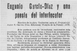 Eugenio García-Díaz y una poesía del interlocutor