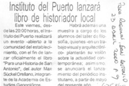 Instituto del Puerto lanzará libro de historiador local.