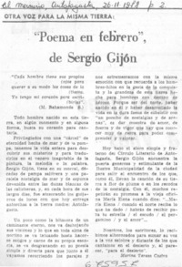 Poema en febrero" de Sergio Gijón