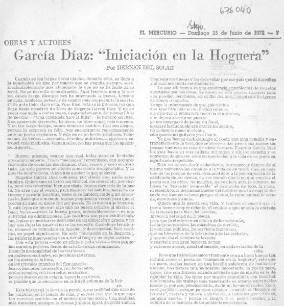 García Díaz: "Iniciación en la hoguera"
