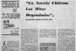 La novela chilena, los mitos degradados", de Cedomil Goic