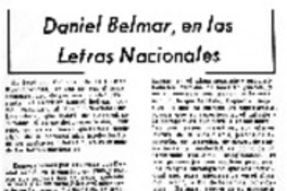 Daniel Belmar, en las letras nacionales