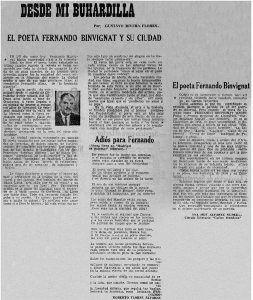 El poeta Fernando Binvignat y su ciudad