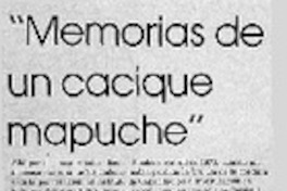 Memoria sde un cacique mapuche"