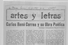 Carlos René Correa y su obra poética