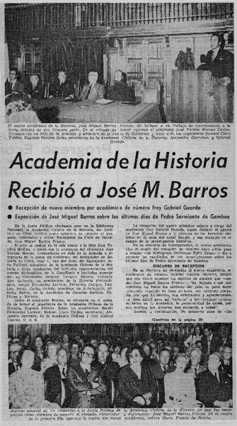 Academia de la historia recibió a José M. Barros.