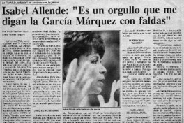 Isabel Allende, "es un orgullo que me digan la García Márquez con faldas"