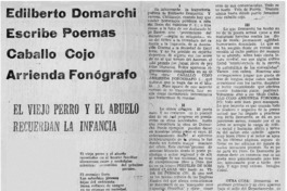 Edilberto Domarchi escribe poemas caballo cojo arriensa fonógrafo