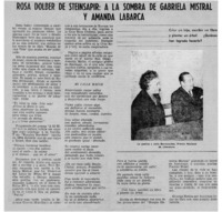 Rosa Dolber de Steinsapir: a la sombra de Gabriela Mistral y Amanda Labarca.