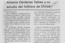 Antonio Cárdenas Tabies y su estudio de folklore de Chiloé