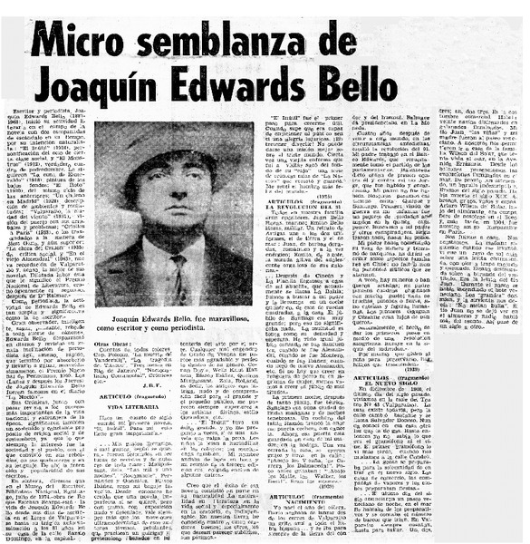 Micro semblanza de Joaquín Edwards Bello