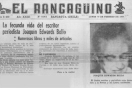 Se suicidó escritor Joaquín Edwards Bello.