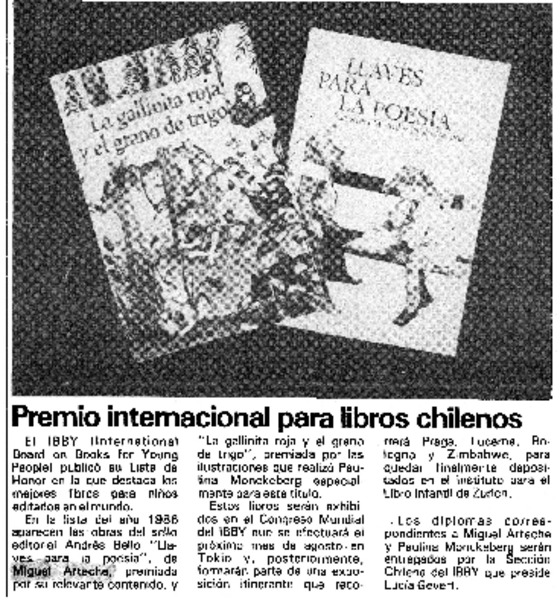 Premio internacional para libros chilenos.