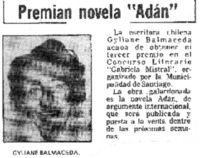 Premian novela "Adán".
