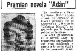 Premian novela "Adán".