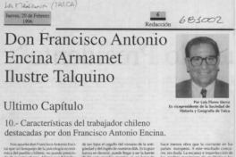 Reconocimiento de Talca a don Francisco Antonio Encina.