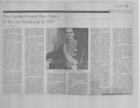 Don Agustín Edwards Mac-Clure y la elección Presidencial de 1910