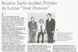 Beatriz Sarlo recibió premio de letras "José Donoso".