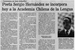 Poeta Sergio Hernández se incorpora hoy a la Academia Chilena de la Lengua.