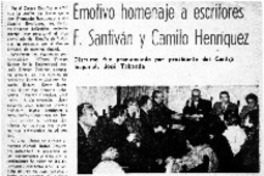 Emotivo homenaje a escritores F. Santiván y Camilo Henríquez.