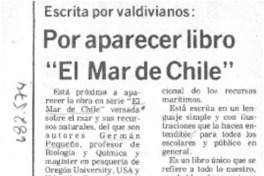Por aparecer libro "El mar de Chile".